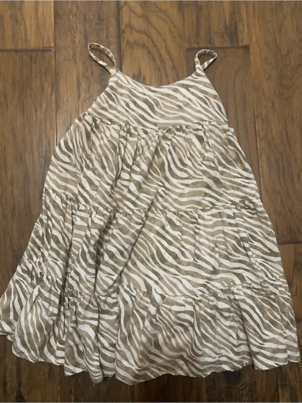 Sleeveless Zebra Print Sundress in Taupe & Cream